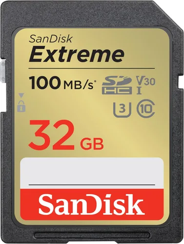 SANDISK Tarjeta de memoria SD extrema de 32 GB, velocidades de lectura de