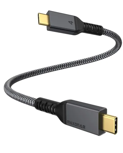 Maxonar [1.6 pies] Cable Thunderbolt 4, cable Thunderbolt corto de 40 Gbps con carga de 240 W y 8K/5K @60 Hz compatible con Thunderbolt 4/3, USB 4 y