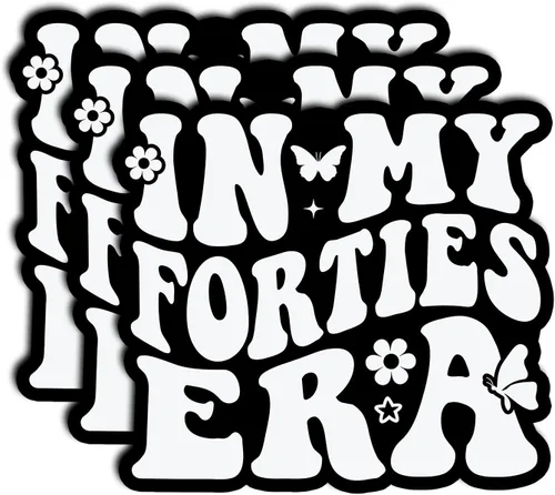 (3Pcs) in My Forties Era Sticker – Waterproof Vinyl Retro Aesthetic Decal for Laptop, Journal, Water Bottle, Mirror – Motivational Gifts for Women