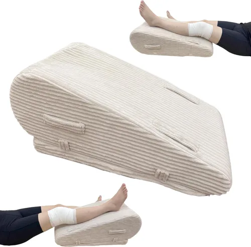 Almohada de elevación de piernas para después de la cirugía, almohada de cuña de pierna de altura ajustable con espuma de grado médico y funda de