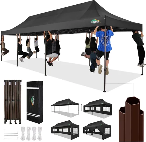 Vista 19 de COBIZI Tienda de campaña desplegable de 10 x 10 pies, toldo instantáneo comercial resistente con 4 paredes laterales, proveedor impermeable