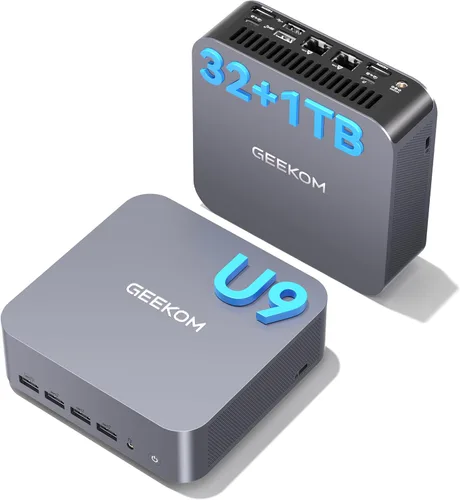 GEEKOM GT1 Mega AI Mini PC14ª generación Intel Ultra9 185H|32GB DDR5+1TB Computadora de escritorio Windows 11, Intel Arc GPU/Dual 2.5G LAN/WiFi 7/BT