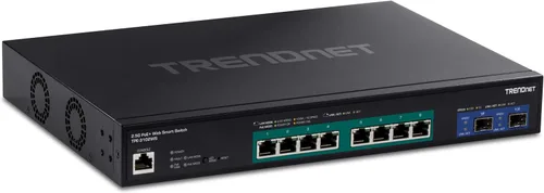 TRENDnet Conmutador PoE+ inteligente de 10 puertos Multi-Gig, 8 puertos PoE+ de 2.5GBASE-T, 2 ranuras SFP+ de 10G, carcasa metálica, conmutador