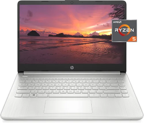 HP 14 portátil con AMD Ryzen 5 5500U, 8 GB de RAM, unidad de estado sólido con 256 GB de almacenamiento, pantalla Full HD de 14 pulgadas, Windows 10