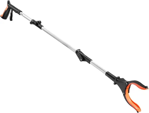 43 inch Versatile Foldable Featuring 360 Degrees Rotating Jaw, Magnetic Feature and LED Light, Ultra Lightweight Reacher Grabber