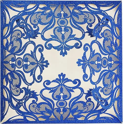 Hosmsua 6.3 x 6.3 pulgadas, 50 tarjetas de invitación de boda personalizadas cortadas con láser con rosa de encaje hueco y sobres para invitación de