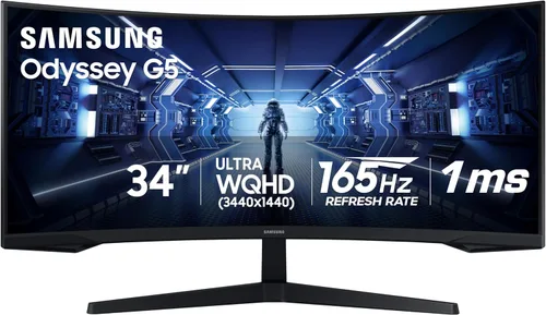 SAMSUNG - Monitor de juegos ultraancho Odyssey G5 de 34 pulgadas con pantalla curva 1000R, 165Hz, 1ms, FreeSync Premium, pantalla grande, comodidad