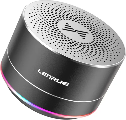 LENRUE Altavoces Bluetooth portátiles, altavoz inalámbrico con sonido claro, tiempo de reproducción prolongado, pequeño mini altavoz de metal Negro