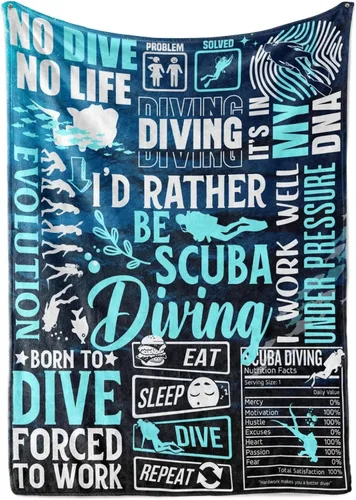 Huglanket Regalos de buceo para hombres, mujeres, buceadores, entrenadores, manta de regalo para Navidad, azul, 50 x 65 pulgadas