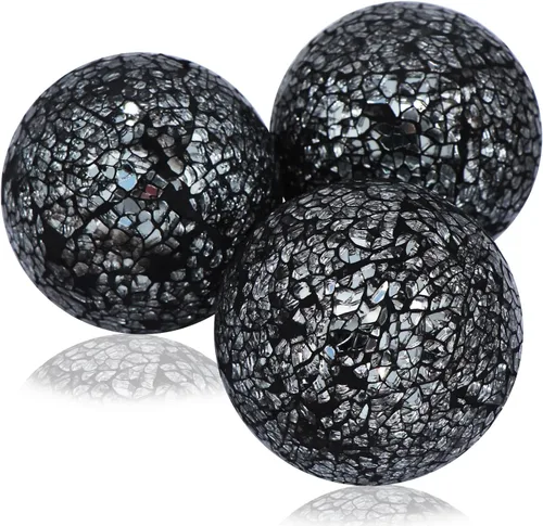 Kesywale 3 piezas de orbes de vidrio de mosaico, 3.15 pulgadas, negro