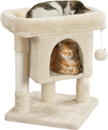 Yaheetech Condominio pequeño de bajo perfil para gatos de 23.5 pulgadas con Beige