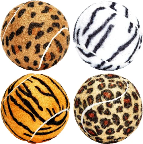 Unique Sports Dog Fetch Squeaker Balls Animal Prints 4 Pack