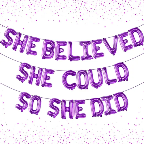 KatchOn, Globos morados con texto en inglés «She Believed She Could So She Did», 16 pulgadas, globo de felicitación para decoraciones de