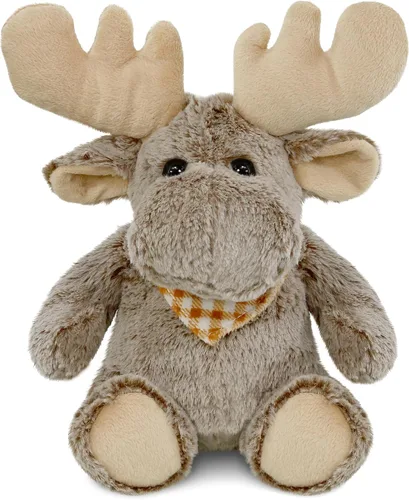 DolliBu - Figura de peluche de alce sentado marrón, 11 pulgadas