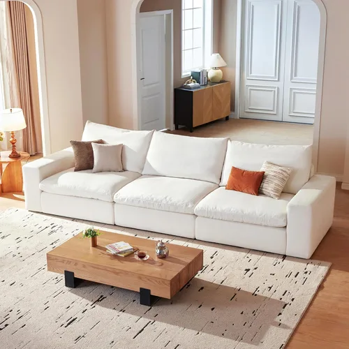 Cloud Couch Sectional - Sofá seccional modular de gran tamaño de 110.2 pulgadas con asientos profundos, cómodo sofá de nube blanca con funda lavable
