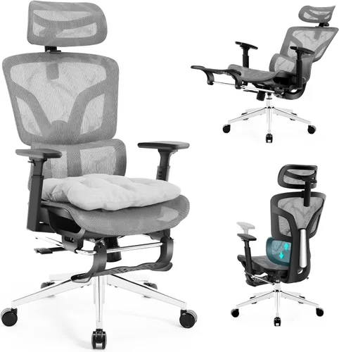 Vista 13 de Silla de oficina ergonómica con soporte lumbar ajustable Negro