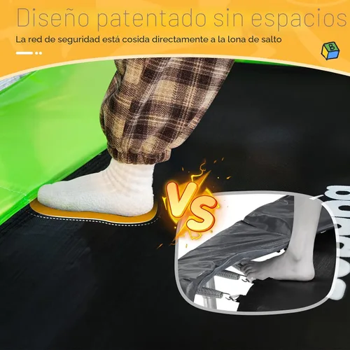 Vista 5 de Zupapa Cama elástica 5 en 1 rectangular para niños de 6 pies con silla hamaca, aro de baloncesto y red de seguridad - Cama elástica cuadrada