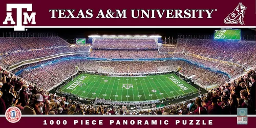 MasterPieces Rompecabezas de 1000 piezas – NCAA Texas A&M Aggies vista panorámica del estadio de fútbol americano, divertido para adultos y familia
