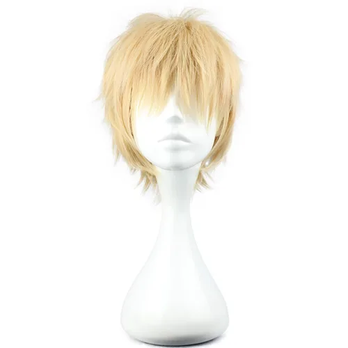 COSPLAZA. Peluca corta para cosplay, rubia, para hombre y mujer.