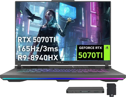 ASUS ROG Strix G16 - Laptop para juegos, GeForce RTX 5070 Ti 12GB GDDR7, AMD Ryzen 9 8940HX, 16GB DDR5, 1TB PCIe SSD, teclado retroiluminado,